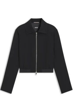 Regular-Fit Jacke aus Krepp-Gewebe mit Reißverschluss