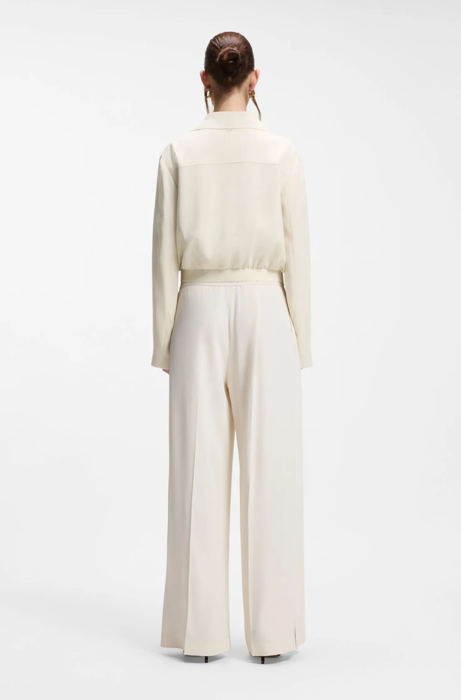 Regular-Fit Jacke aus Krepp-Gewebe mit Reißverschluss