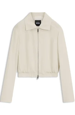 Regular-Fit Jacke aus Krepp-Gewebe mit Reißverschluss