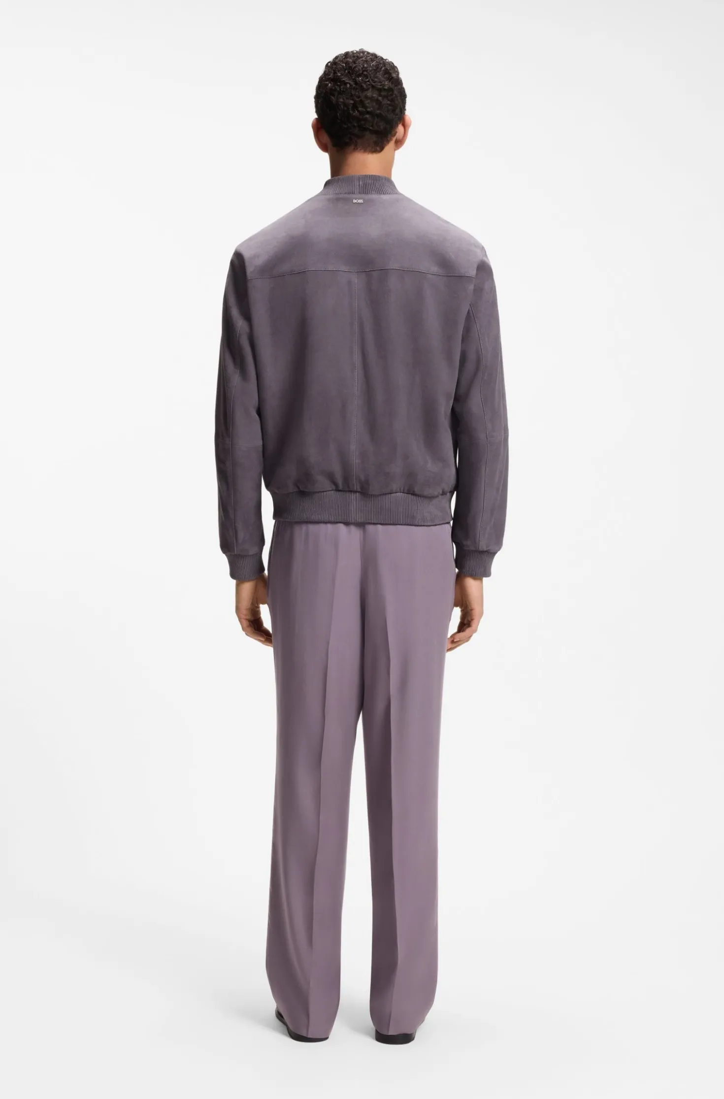 Regular-Fit Jacke aus Veloursleder