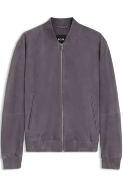 Regular-Fit Jacke aus Veloursleder
