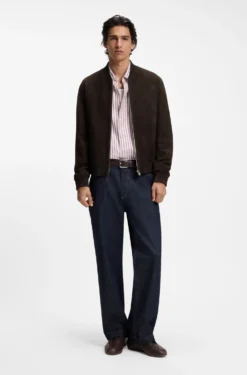 Regular-Fit Jacke aus Veloursleder