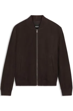 Regular-Fit Jacke aus Veloursleder
