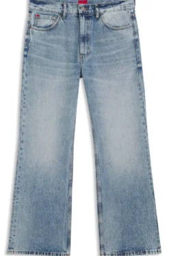 Regular-Fit Jeans aus blauem Denim mit ausgestelltem Bein