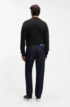 Regular-Fit Jeans aus dunkelblauem Denim