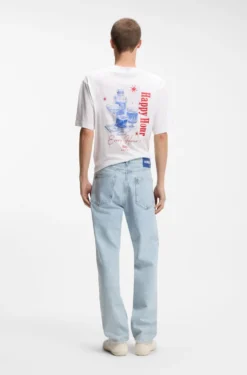 Regular-Fit Jeans aus hellblauem Denim