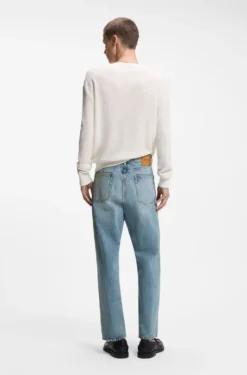 Regular-Fit Jeans aus leuchtend blauem Gewebe mit Broken-Twill-Struktur