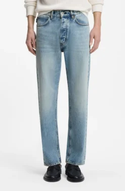 Regular-Fit Jeans aus leuchtend blauem Gewebe mit Broken-Twill-Struktur