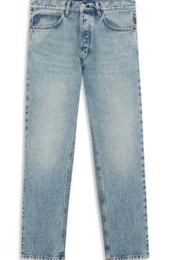 Regular-Fit Jeans aus leuchtend blauem Gewebe mit Broken-Twill-Struktur