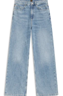 Regular-Fit Jeans mit weitem Bein aus hellblauem Denim