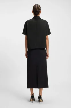 Regular-Fit Kurzarm-Bluse aus Schurwolle