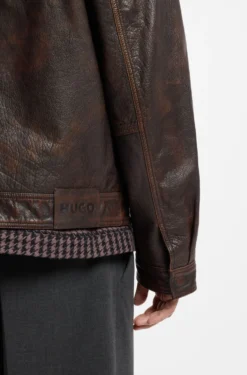 Regular-Fit Lederjacke mit Brusttaschen