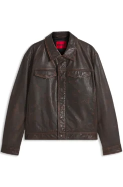 Regular-Fit Lederjacke mit Brusttaschen