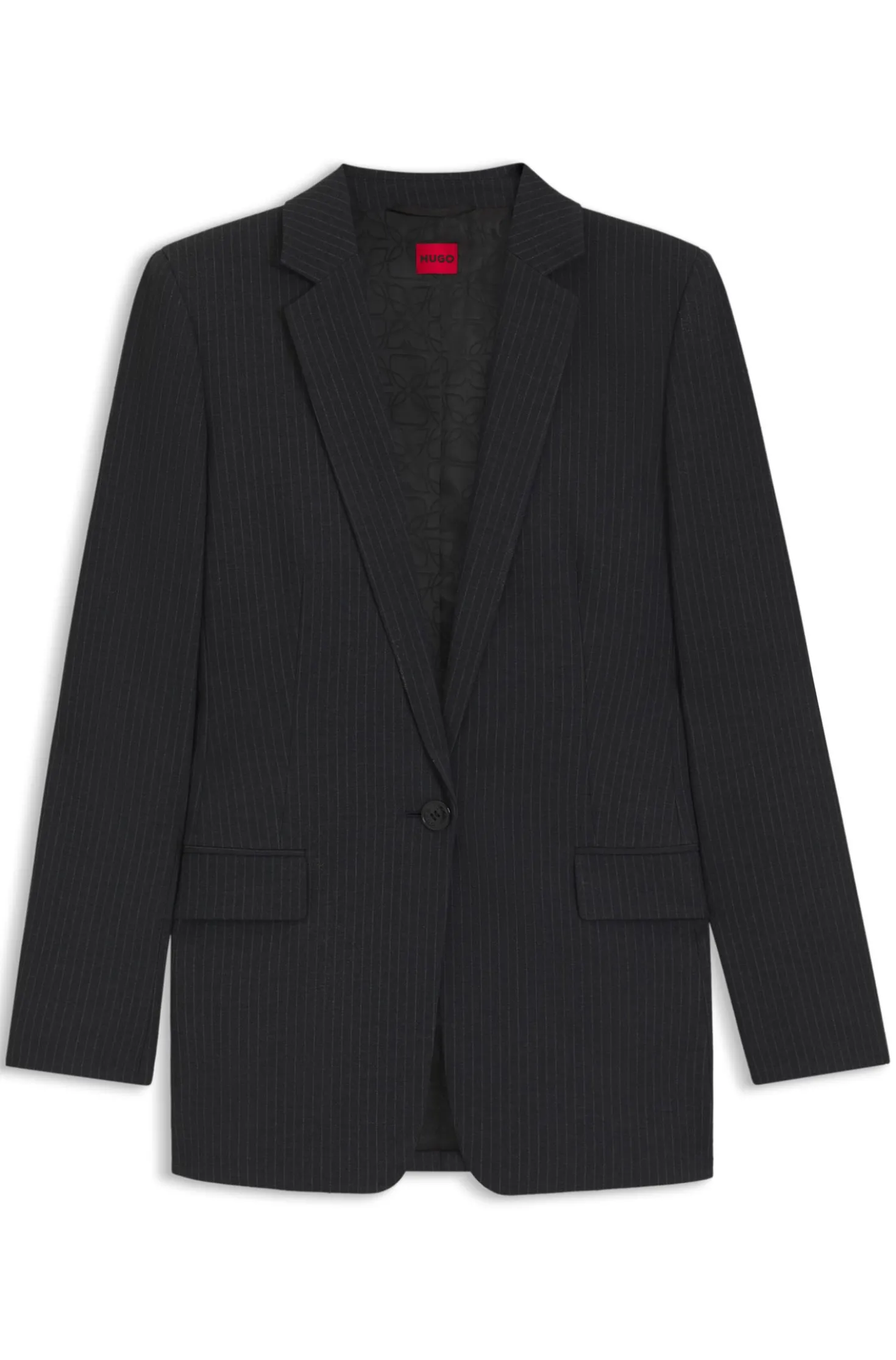 Regular-Fit Longline-Blazer aus Flanell mit Nadelstreifen
