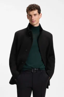 Regular-Fit Mantel aus meliertem italienischem Jersey