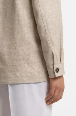 Regular-Fit Overshirt aus Schurwolle, Seide und Leinen
