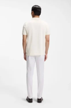 Regular-Fit Poloshirt aus Baumwolle und Seide mit Jacquard-Struktur