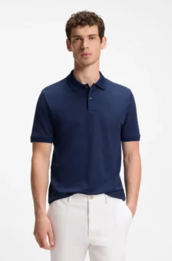 Regular-Fit Poloshirt aus Baumwolle und Seide mit Jacquard-Struktur