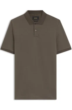Regular-Fit Poloshirt aus Baumwolle und Seide mit Jacquard-Struktur