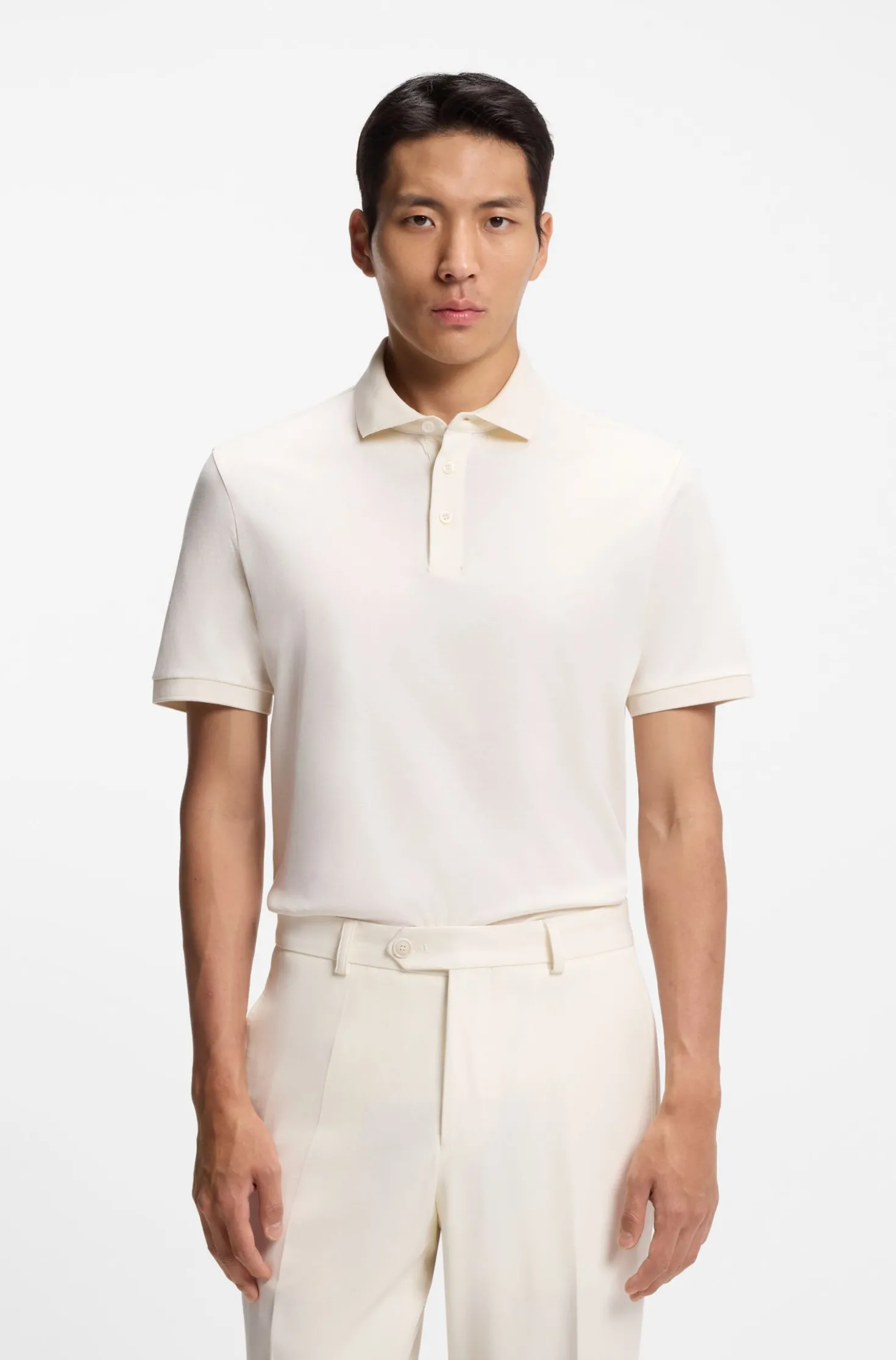 Regular-Fit Poloshirt aus merzerisierter italienischer Baumwolle