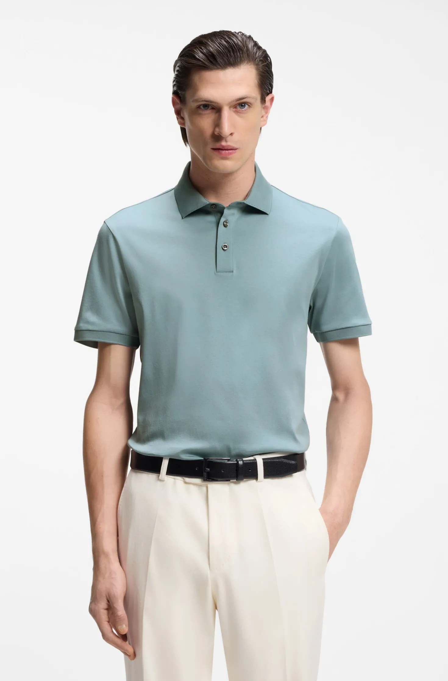 Regular-Fit Poloshirt aus merzerisierter italienischer Baumwolle