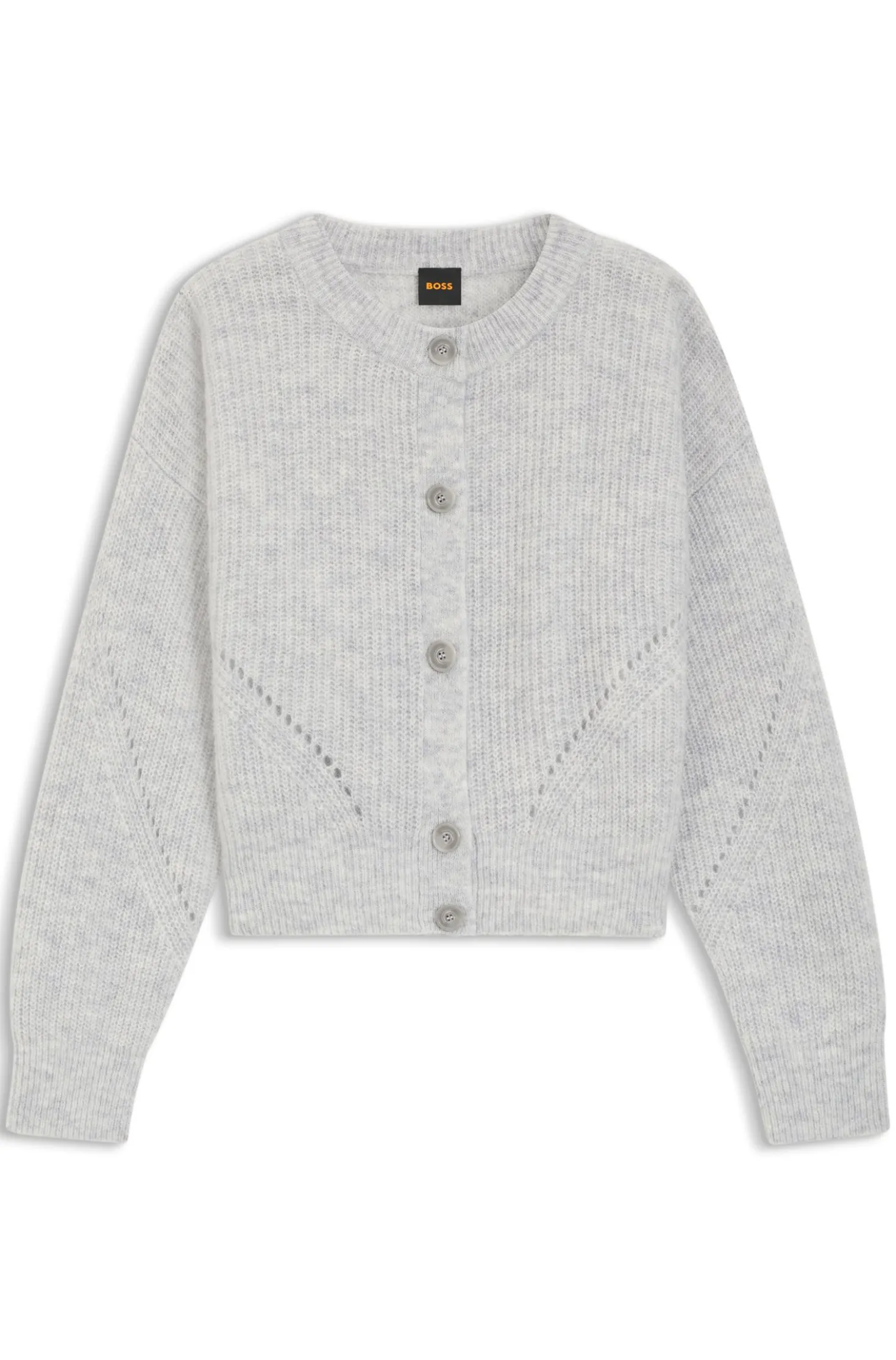 Regular-Fit Strickjacke mit Lochmuster