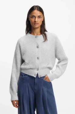 Regular-Fit Strickjacke mit Lochmuster