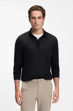 Regular-Fit Strick-Poloshirt aus Merino