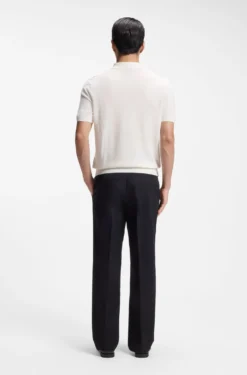 Regular-Fit Strick-Poloshirt aus strukturiertem Gewebe
