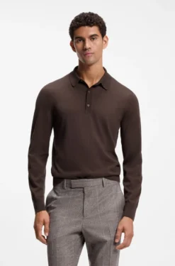 Regular-Fit Strick-Poloshirt aus Merino