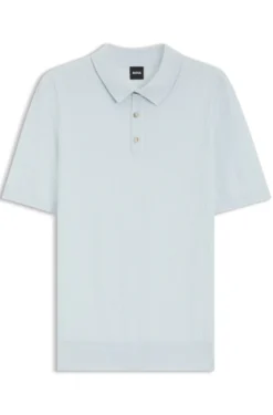 Regular-Fit Strick-Poloshirt aus strukturiertem Gewebe
