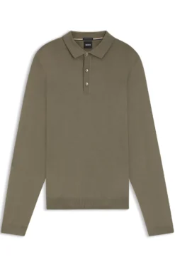 Regular-Fit Strick-Poloshirt aus Schurwolle