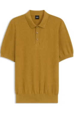 Regular-Fit Strick-Poloshirt aus strukturiertem Gewebe
