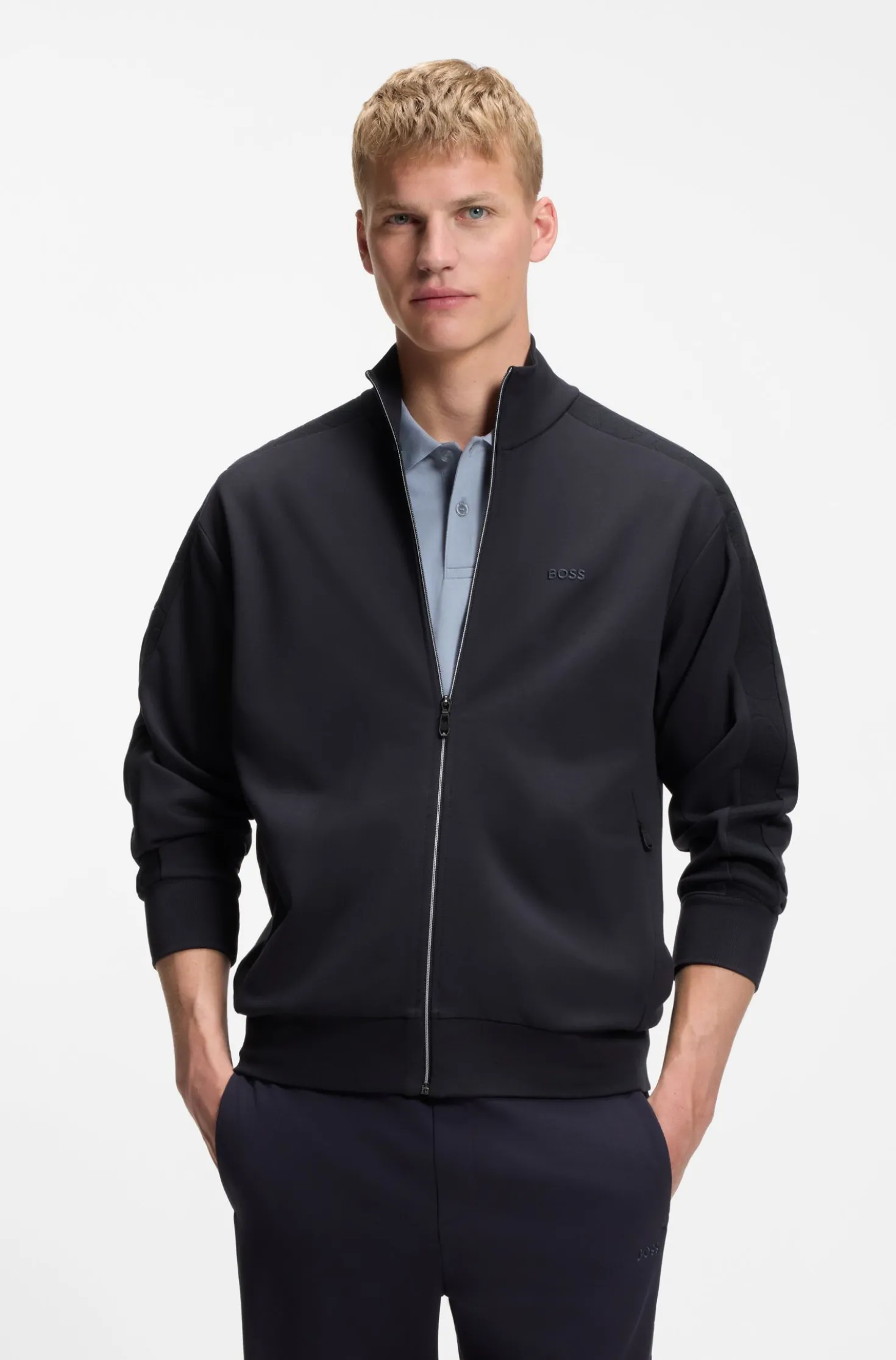 Regular-Fit Sweatshirt mit tonalem Jacquard-Tape