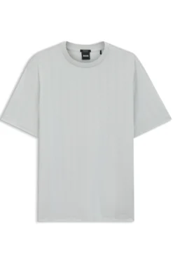 Regular-Fit T-Shirt aus Baumwolle mit erhabener Jacquard-Struktur