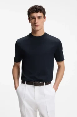 Regular-Fit T-Shirt aus Baumwolle mit erhabener Jacquard-Struktur