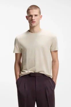 Regular-Fit T-Shirt aus Baumwolle und Leinen
