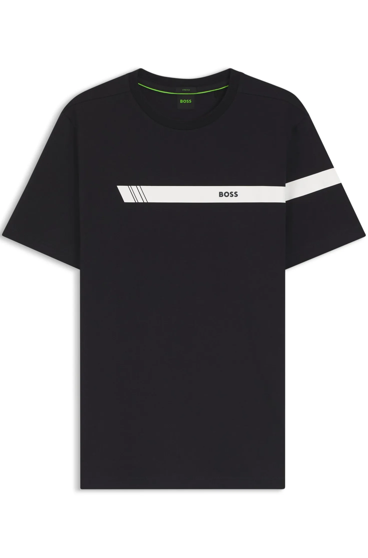 Regular-Fit T-Shirt aus Stretch-Baumwolle mit Logo-Streifen