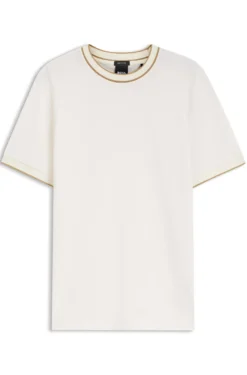 Regular-Fit T-Shirt aus strukturierter Baumwolle mit Tipping-Details