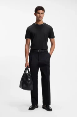 Regular-Fit T-Shirt aus strukturierter Baumwolle mit Tipping-Details