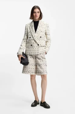 Regular-Fit Tweed-Blazer aus gestreiftem Baumwoll-Mix