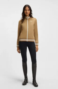 Reitsport-Cardigan mit Reißverschluss und Streifen-Details