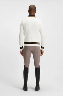 Reitsport-Pullover aus Baumwolle mit Zopfmuster