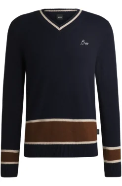 Reitsport-Pullover aus Wolle mit Kaschmir und V-Ausschnitt