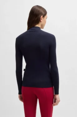Reitsport-Pullover mit Rippstruktur und Troyerkragen