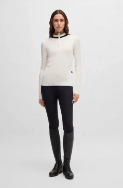 Reitsport-Pullover mit Rippstruktur und Troyerkragen