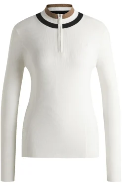Reitsport-Pullover mit Rippstruktur und Troyerkragen