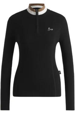 Reitsport-Pullover mit Rippstruktur und Troyerkragen