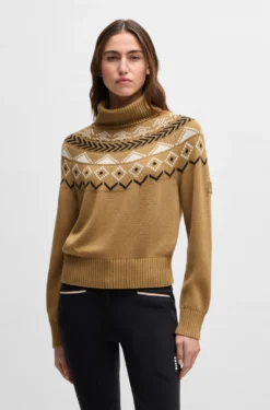 Reitsport-Rollkragenpullover mit Strickmuster