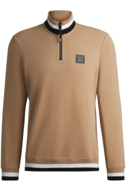 Reitsport-Sweatshirt aus Stretch-Baumwolle mit Troyerkragen